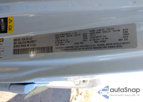 2021 Jeep Gladiator Mojave 4X4 из США, поврежденный, VIN 1C6JJTEG7ML596311